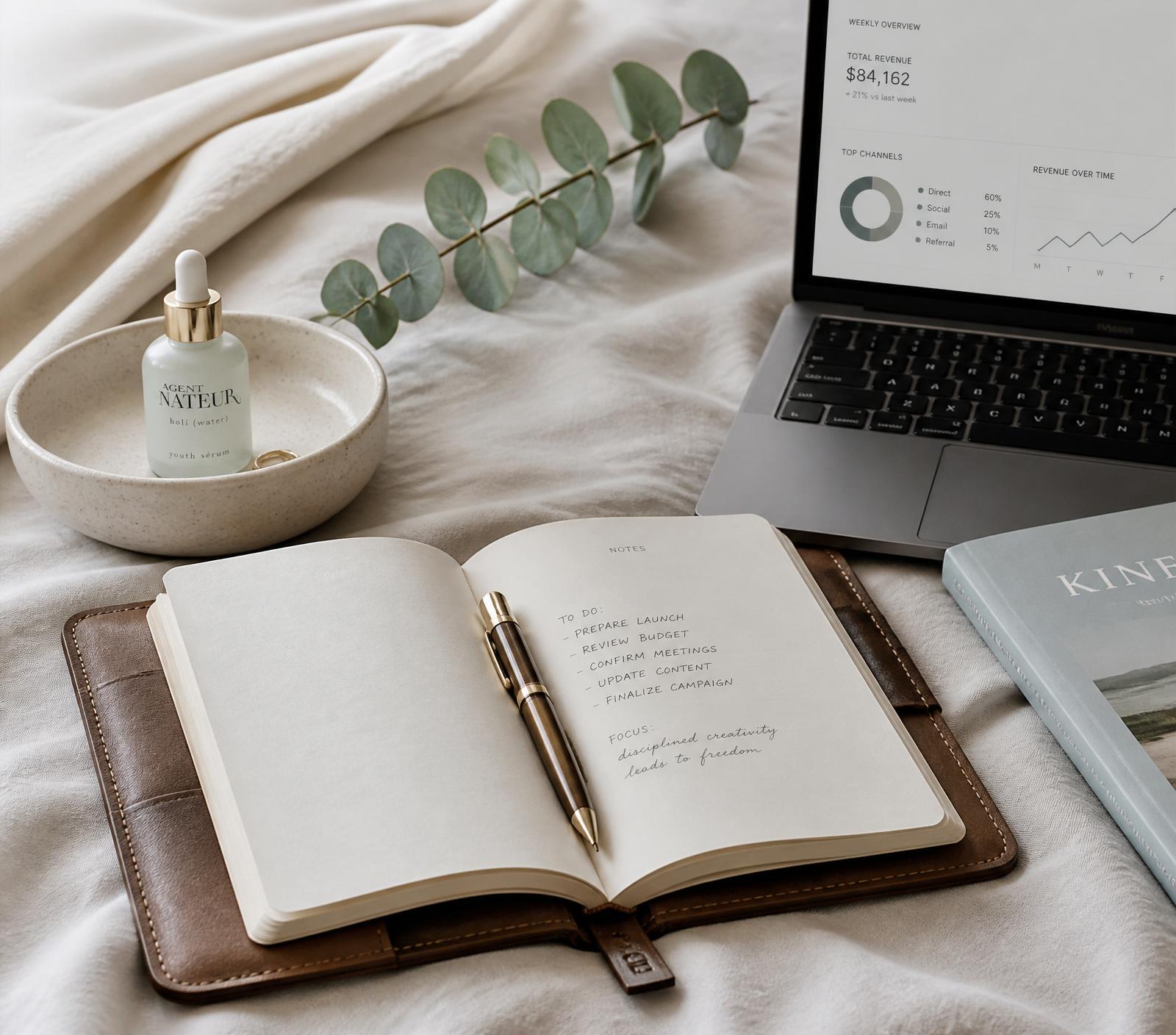 Glacere lifestyle: journal, skincare and digital tools